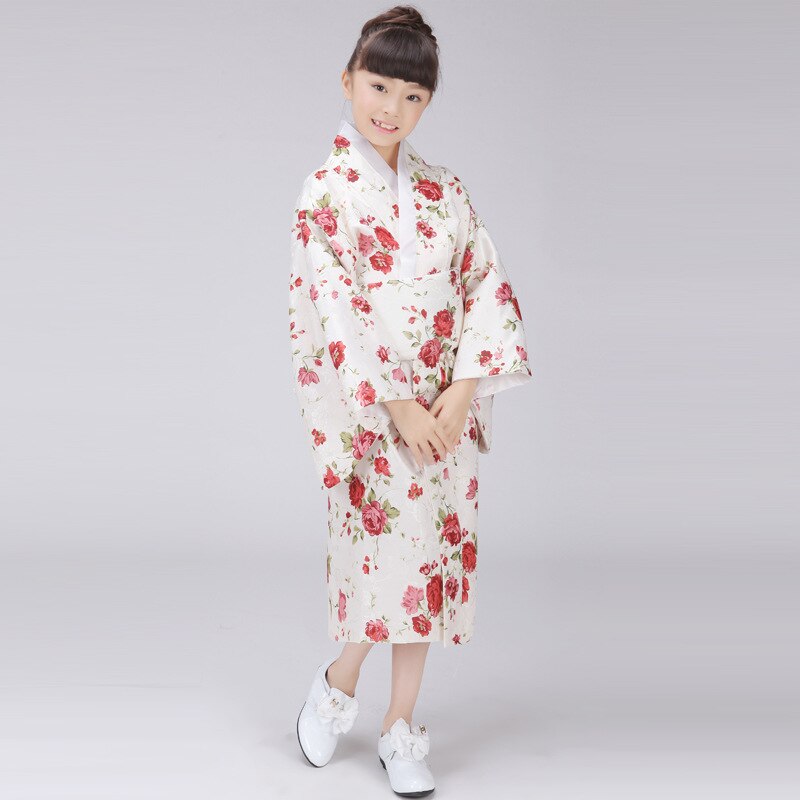 Vestido Kimono azul japonés para niña con Obi tradicional Yukata vestido de danza puesta en escena infantil disfraz de chico Cosplay 717-10: red / L