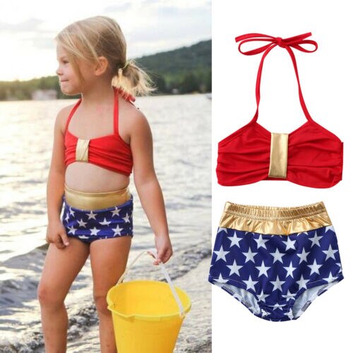 Uk toddler baby girls stars print badedragt badetøj svømmesæt stjerne badedragt kostume