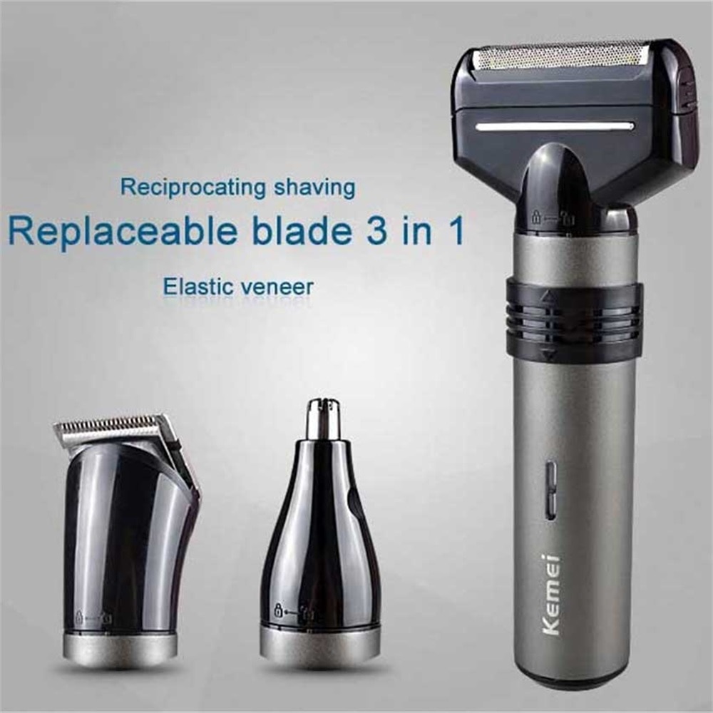 Kemei 3 In 1 Electric Shaver Multifunctional Reciprocating Razor Barber Nose Trimmer Device Men Face Shaving Machine