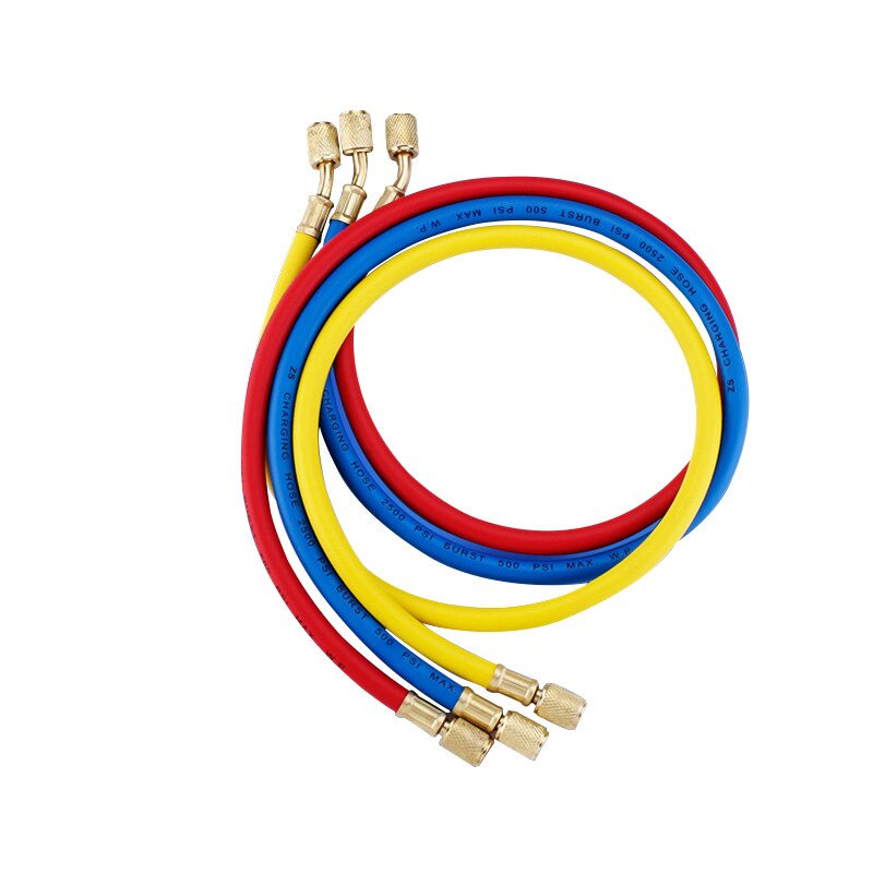 Conjunto de manguera de carga de refrigeración A/C para refrigeración de aire acondicionado HVAC, Juego de manómetro de colector SAE de 1/4 pulgadas para R134a R404 R410a R22
