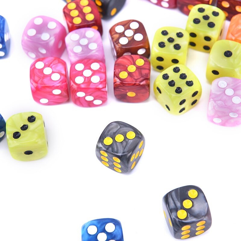 10 st / set 6- sidiga tärningar runda hörn pärla pärla tärningar 16mm spela bordsspel underhållning leveranser