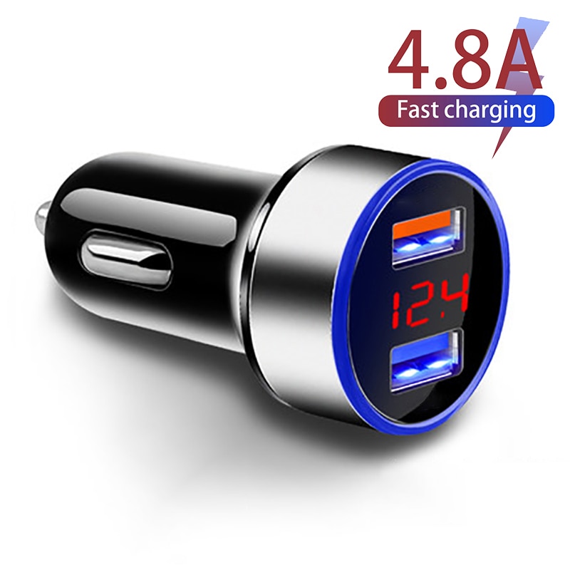 Kfz-ladegerät mit 2  qc3.0 und schnellladefunktion für samsung, huawei, iphone 11 und 8 plus, universeller aluminium-doppel-usb-kfz-ladeadapter