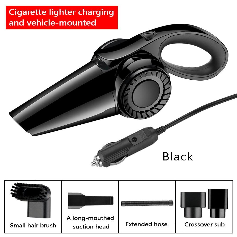 Portable Car-Vacuum-Cleaner 4500Pa Powerful-Suction for Car/Home Dust Cleanning Wet/Dry Dual Use: Wired Black