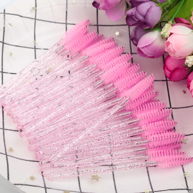 5/25/50pcs Mascara Wands Applicator Cosmetics Eyelash Brush Comb Crystal Eyelash Brushes Makeup Beauty Eye Brush