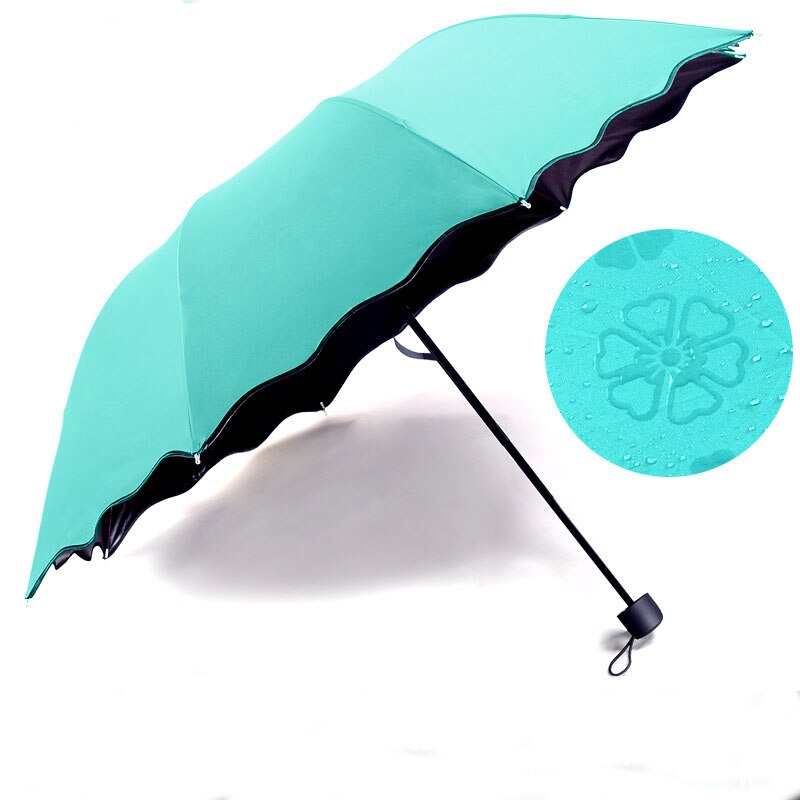 UV-proof Tri-folding Sun Umbrella Wind Resistant Umbrella Rain Women For Men Parasol Compact Large Travel Turn Into flower