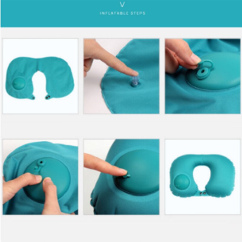 Portable Inflatable U-shaped Pad Travel Pillow Foldable Office Plane Siesta Support Headrest Travel Essential U Pillow