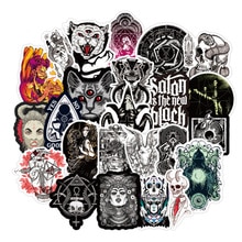 10/30/50PCS Gothic Demon Black and White Punk Style Gothic Graffiti Sticker Witch Waterproof Trolley Case Sticker