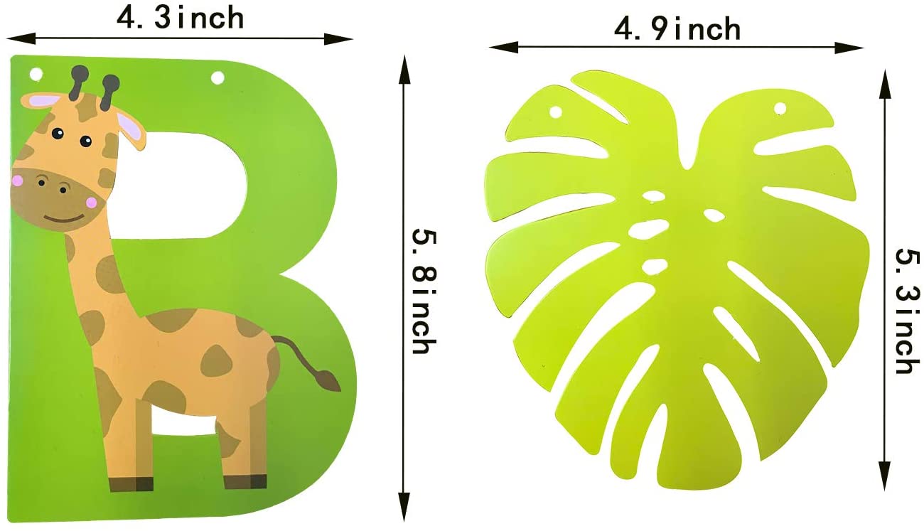 Banderole thème joyeux anniversaire avec animaux, banderole thème forêt Safari Jungle, banderole d&#39;anniversaire pour enfants garçons filles, décorations de fête d&#39;anniversaire
