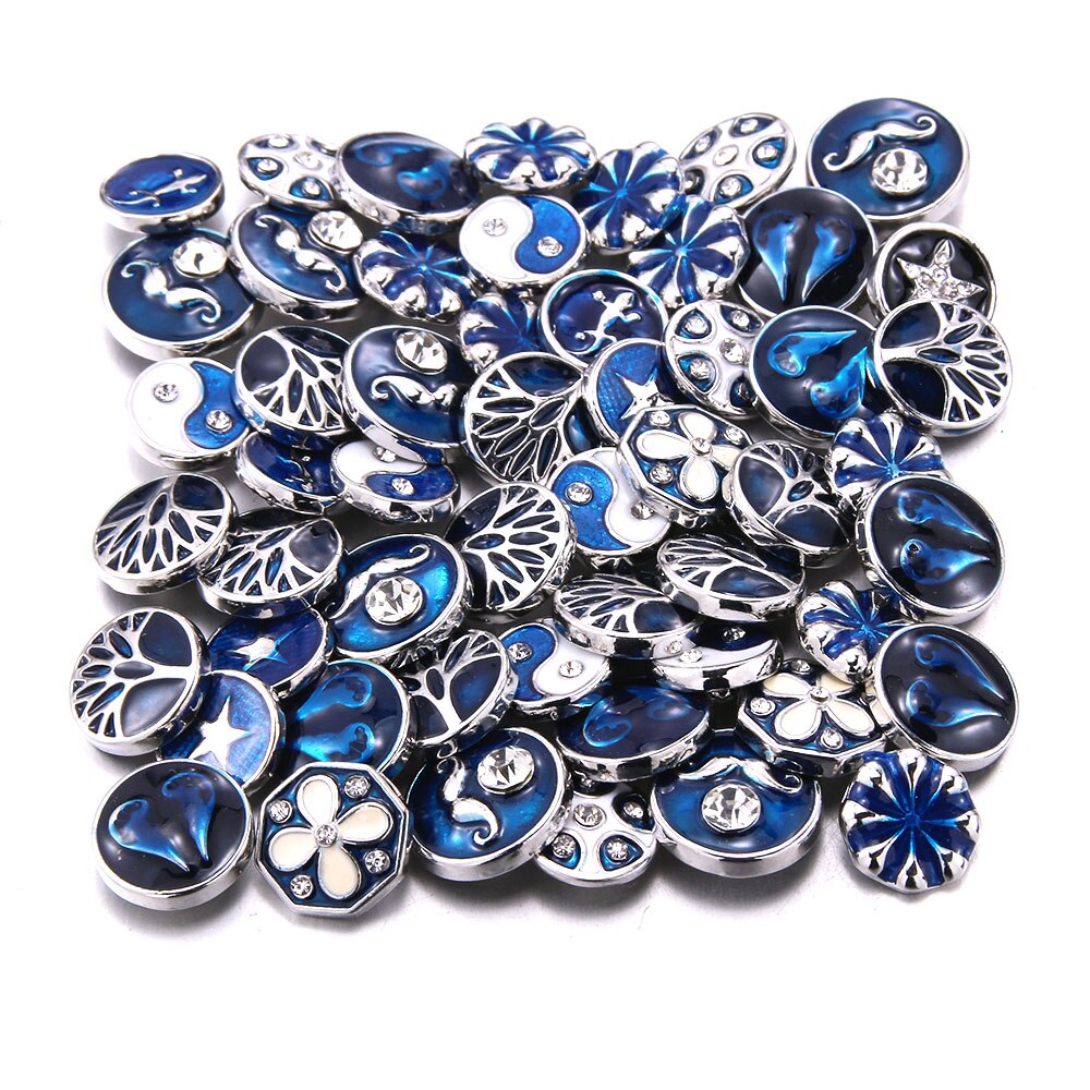 Lot de 10 boutons à pression en métal pour Bracelet, Style, mélange de bijoux, 12mm, strass fleur, Mini boutons pression pour Bracelet