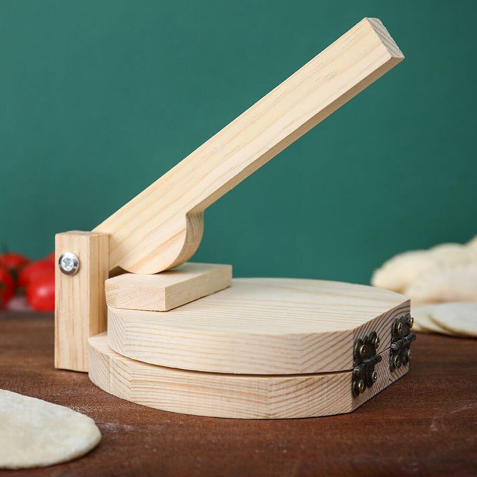 Prensa de madera para tortillas, Panel de cuero rodante de madera sólida, artefacto de piel para dumplings, placa de cuero prensada doméstica