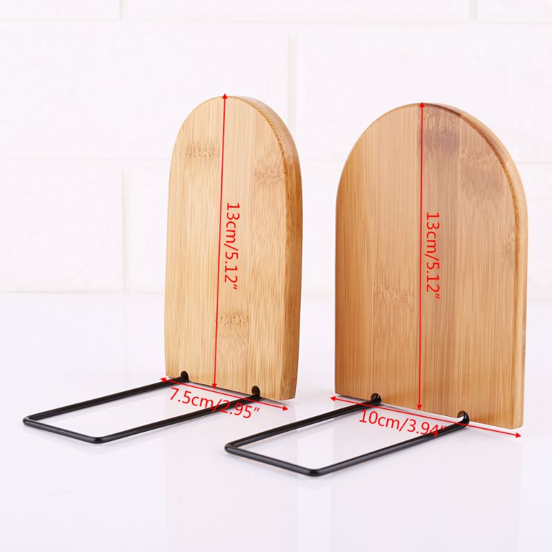 1pc træ bogholder bogender desktop organizer kontor hjem natur bambus bogstøtter bogholder holder hylde