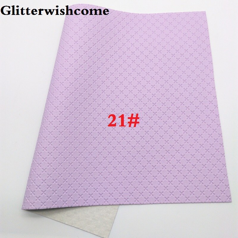 Glitterwishcome 21X29CM A4 Size Vinyl For Bows Embossed Cross Leather fabric Vinyl for Bows, GM5001A: 21