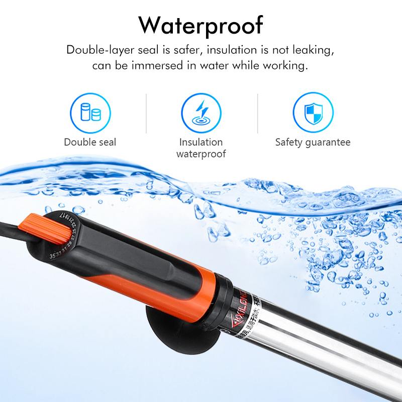 50/100/200/300/500W Aquarium Heater Rod Stainless Steel Temperature Adjustable Auto Thermostat Fish Tank Submersible Heating Rod