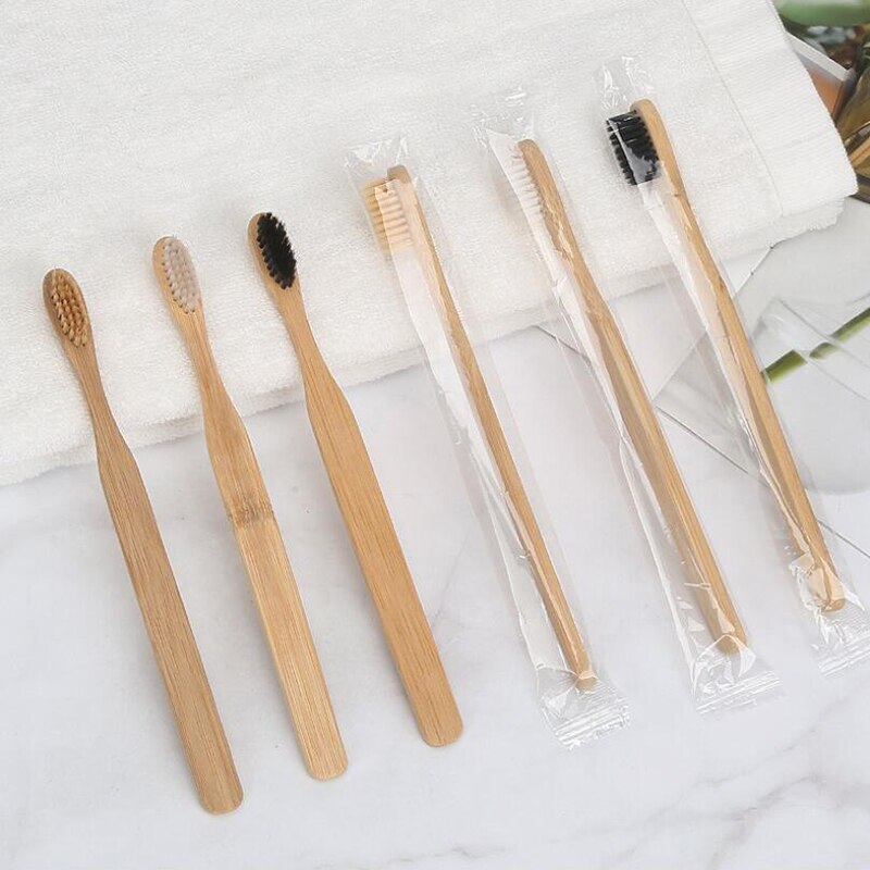 6Pcs Bamboo Toothbrush ECO-Friendly 100% Biodegradable Natural Wood Recyclable Black Clear Colors