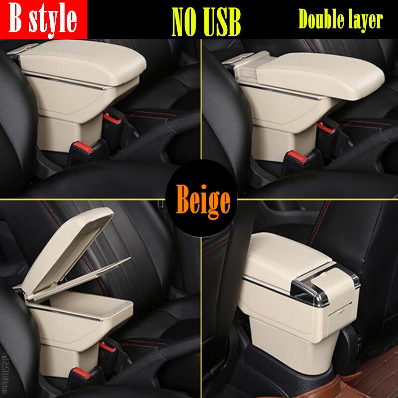 Para ford focus 2 caixa de apoio de braço mk2 acessórios do carro peças retrofit nanterior ford focus 2 caixa de apoio de braço do carro centro caixa armazenamento usb: B style Beige