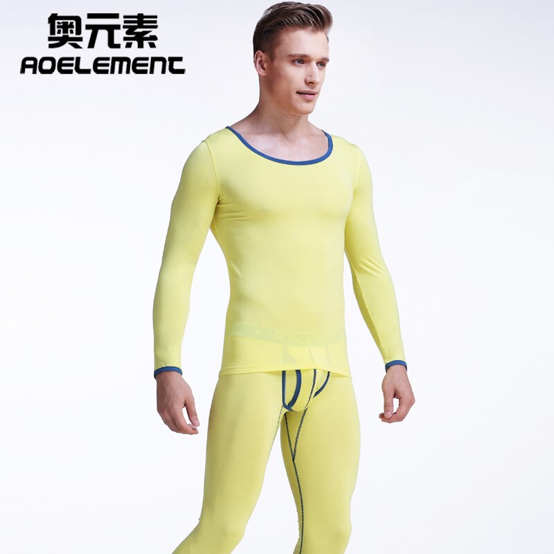 Basique homme sous-vêtement thermique ensemble coton section mince serré col bas grand col rond chemise longue john hommes thermique hommes bas