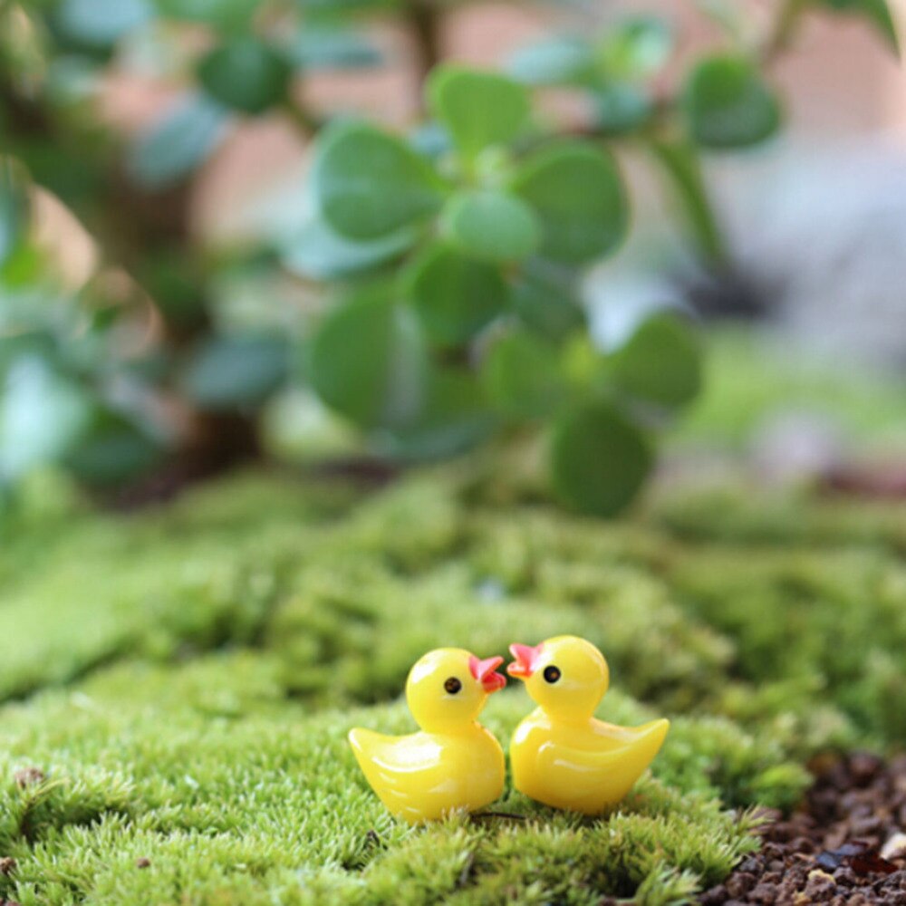 10Pcs Miniatuur Poppenhuis Fairy Garden Mini Schattige Kleine Gele Eend Hars Ambachten Voor Thuis Planten Decoratie
