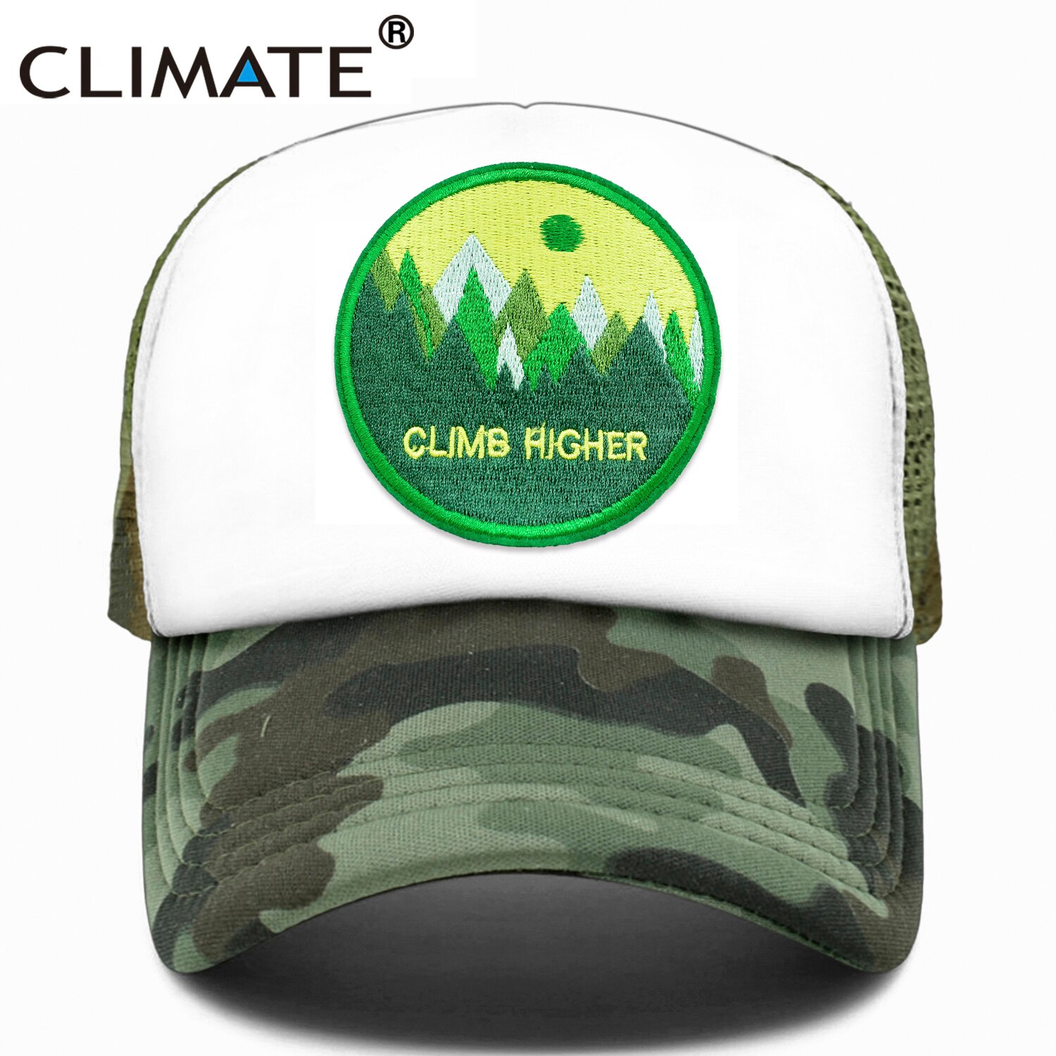 CLIMATE CLIMB HIGH Cap Climber Outdoor Sport Trucker Cap Green Outdoors Forest Hat Cap Cool Summer Mesh Cap for Men Women