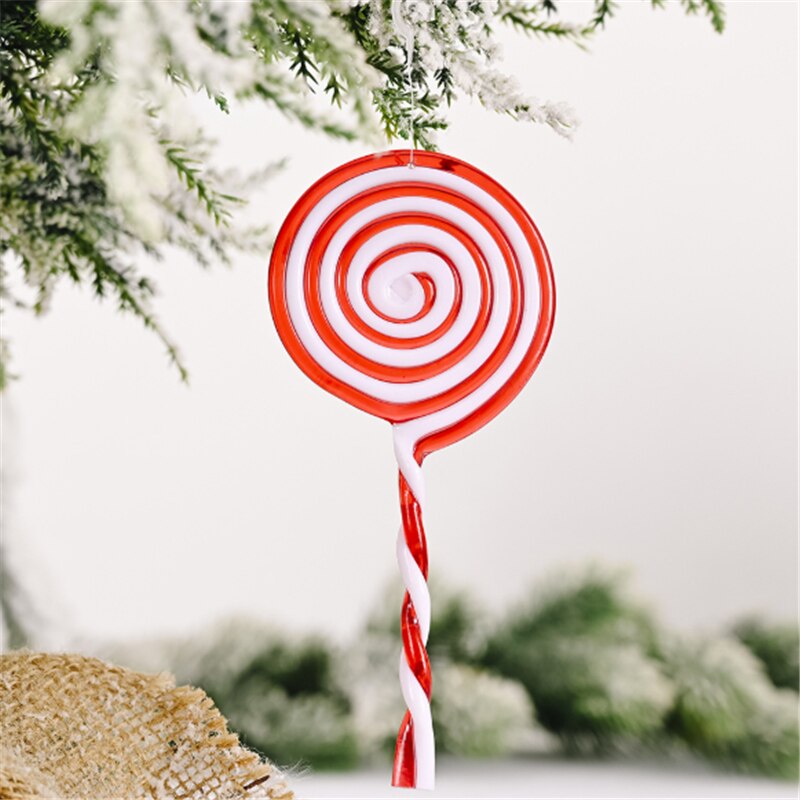 Christmas Decorations Red And White Candy Pendant Plastic Lollipop Hanging Simulated Candy Имитация конфет: D Style