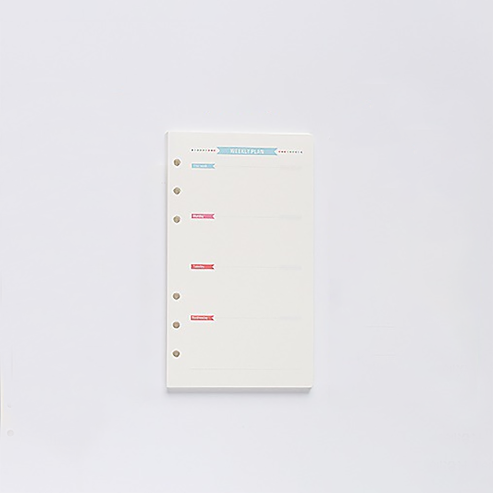 40 Sheets A5/A6 6 Ring Binder Refills Notebook Inner Pages Weekly Monthly Planner To Do List Loose Leaf Binder c: A6 Weekly Plan