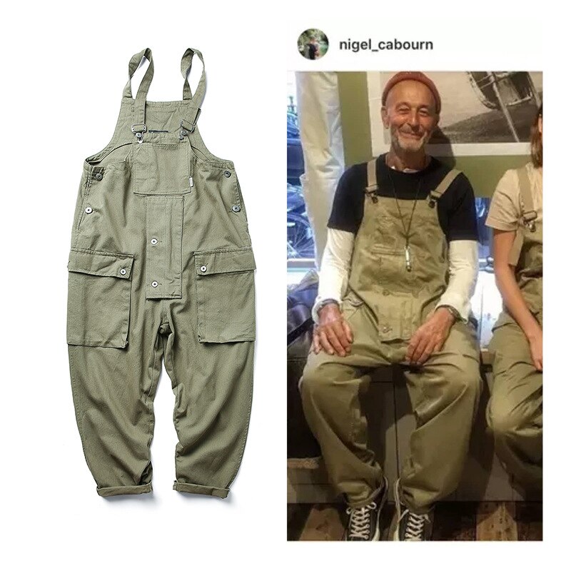 Uncledonjm Patchwork Harajuku Rompertjes Heren Jumpsuit Cargo Overalls Een Stuk Pakken Romper Loose Fit Overalls PM3320