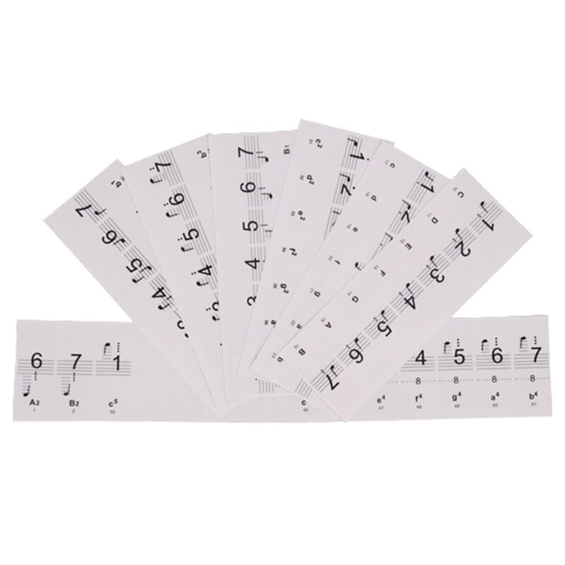 Piano Keyboard PVC Sticker Stave Note 54 61 88 Keys Piano Sticker Label Electronic Transparent Removable Kids and Beginners: Type I