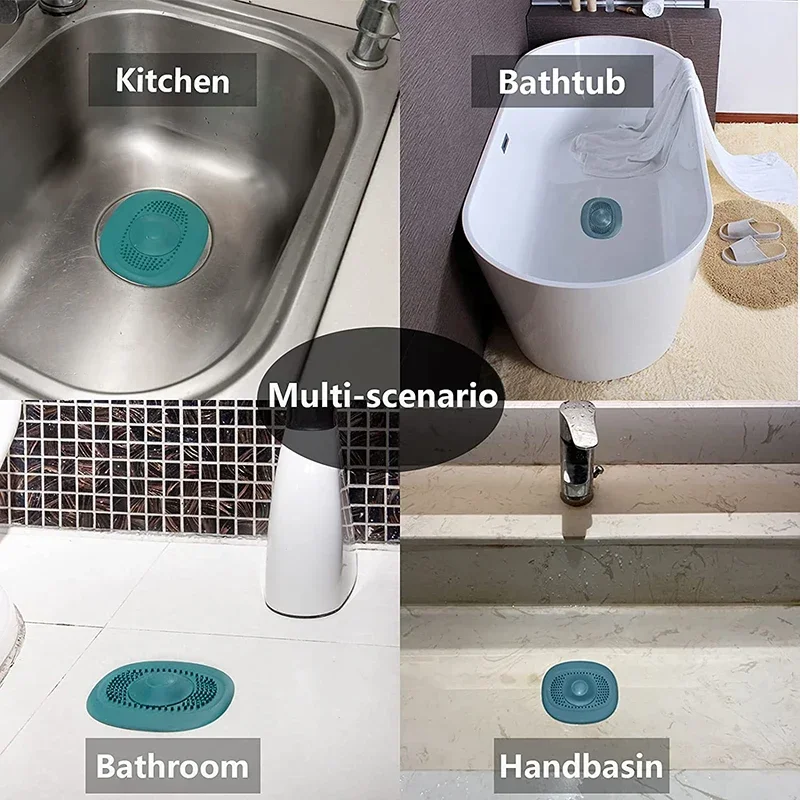 Cubiertas de drenaje para recoger el pelo de silicona, tapón para el pelo para baño, filtro colador para fregadero, cubiertas de drenaje para ducha, Protector de drenaje para bañera