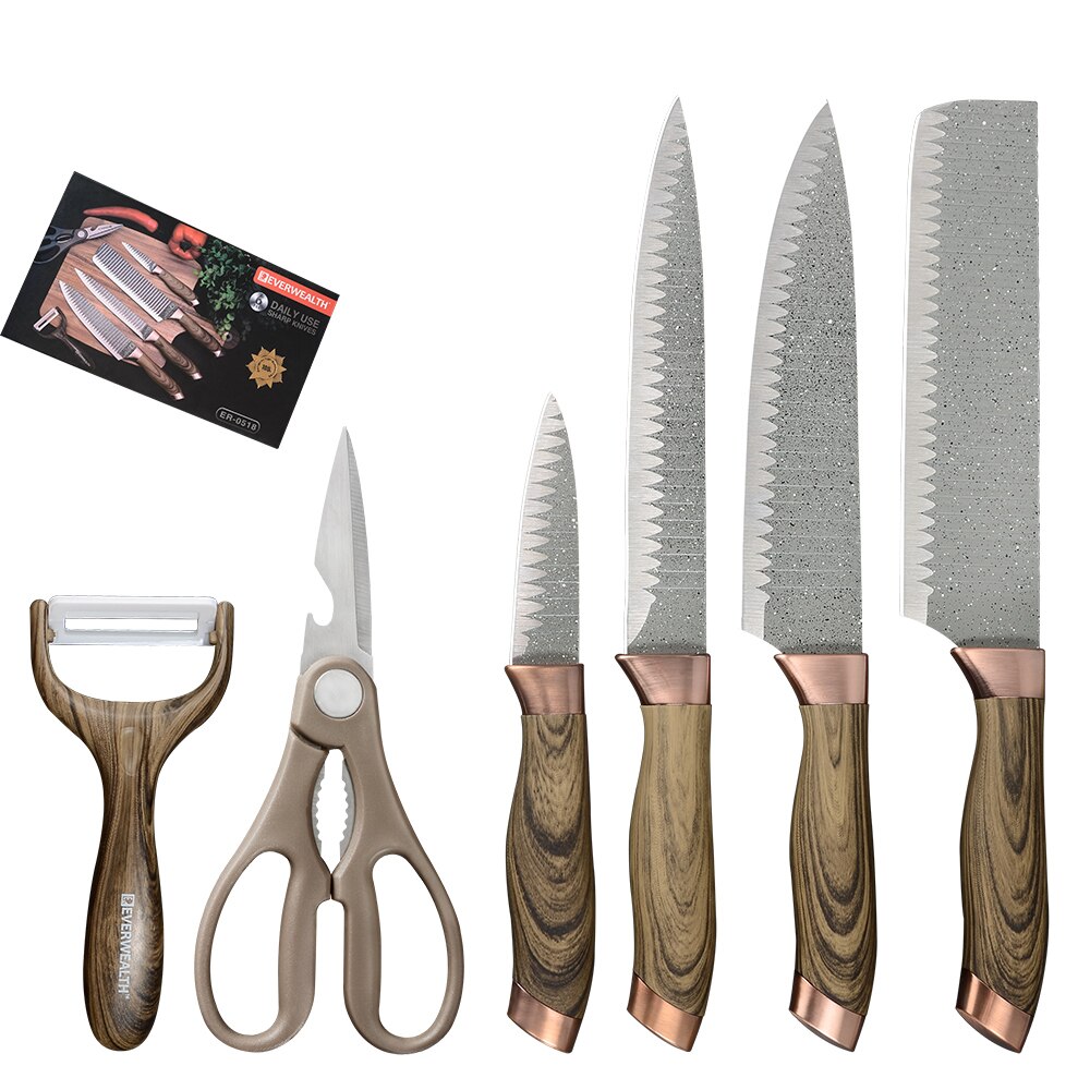 Xyj 6 stk rustfrit stål knive sæt æske hakning kokk skrællekniv skræller saks kød fisk madlavningsværktøj familie: -en