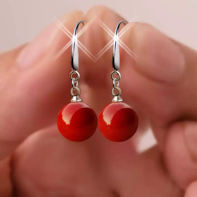 Parel Rode Druppel Oorbel voor Vrouwen Fancy Kleurrijke Gesimuleerde-parel Lange Earring Trendy Sieraden: D