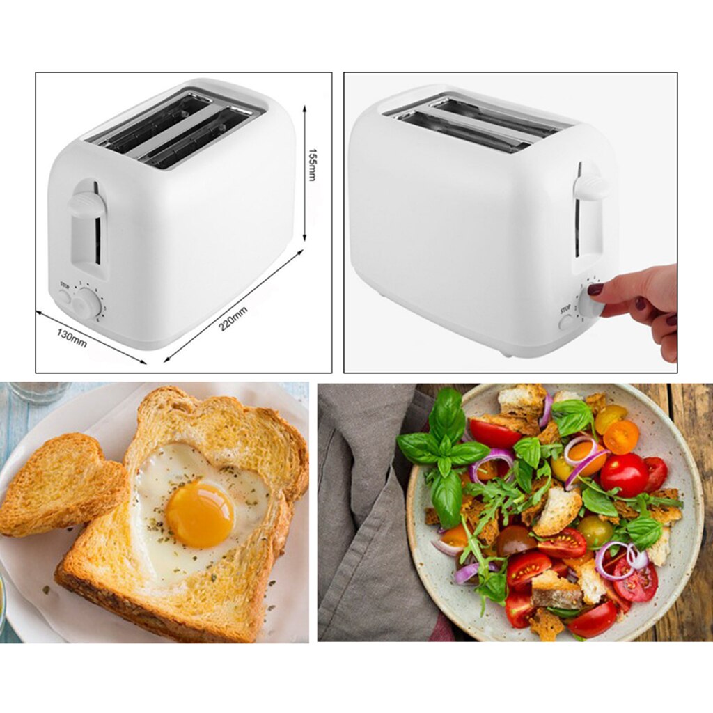 2 Slice Automatic Bread Maker Electric Mini Breakfast Bread Baking Machine Kitchen Appliances