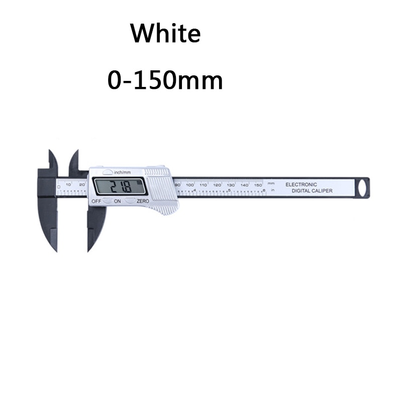 Precision Digital Caliper Large LCD Screen Plastic Electronic Vernier Caliper Measuring Tool 6 inch 0-150mm: White