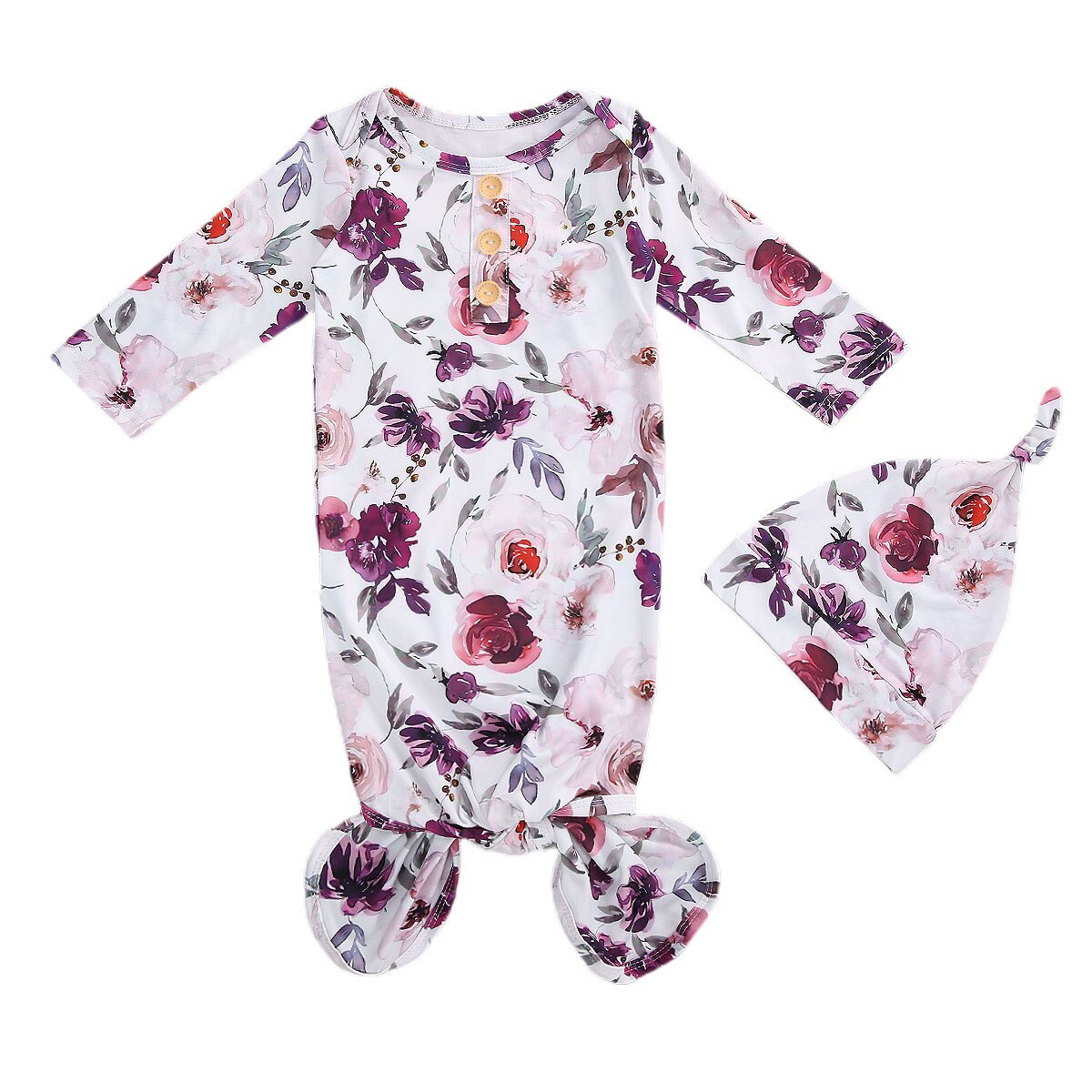 Newborn Baby Floral Swaddle Blanket Toddler Girl Boys Receiving Blanket Infant Swaddle Wrap Hat 2pcs: A