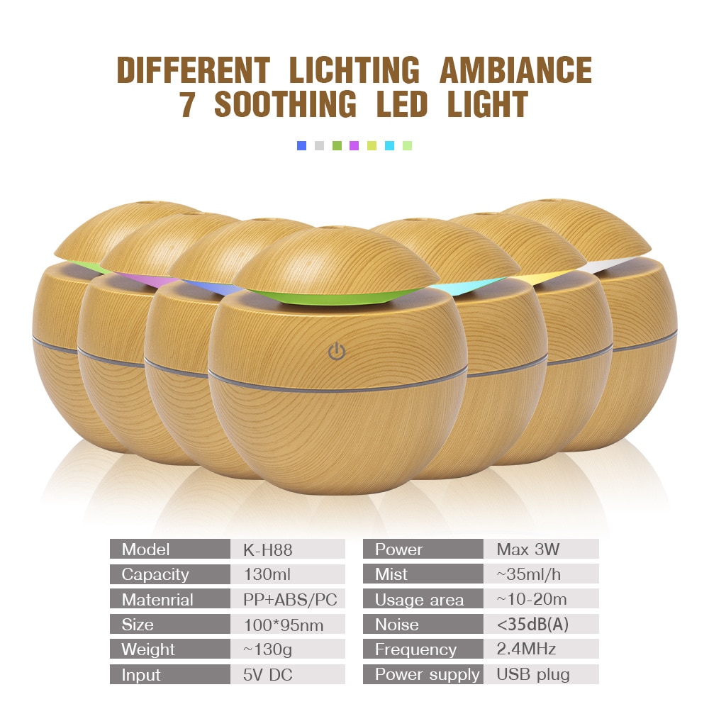 Puusyinen sähkökostutin eteerinen aromiöljy diffuusori ultraääni usb mini sumukone led valolla kodinkoneilla