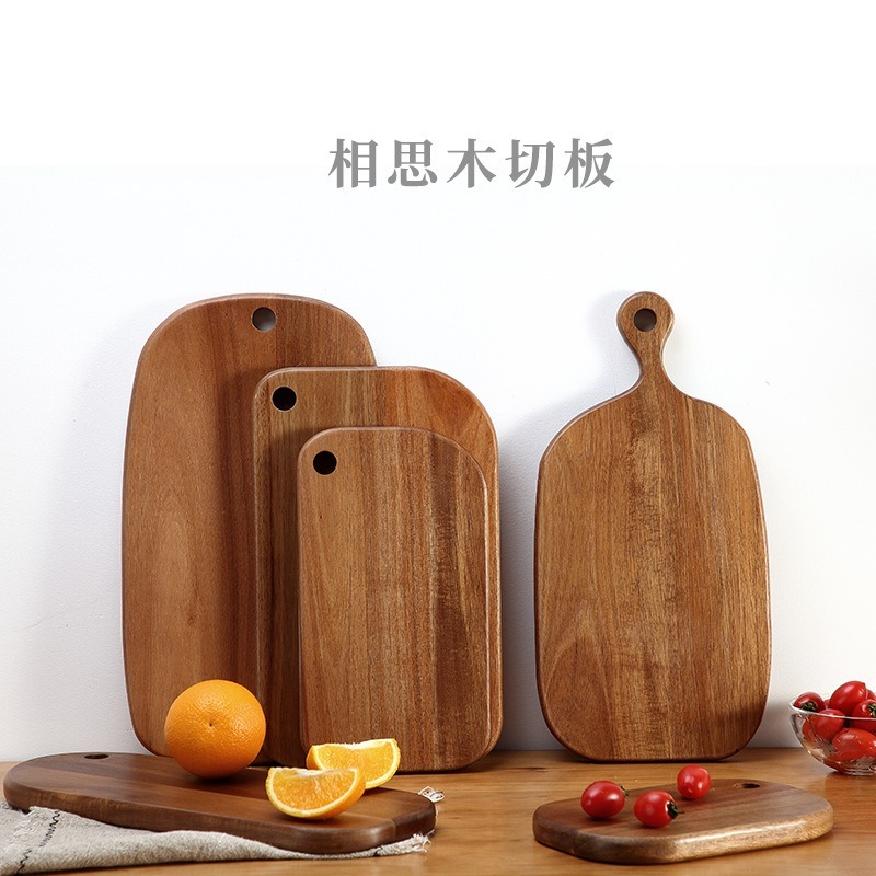 Tabla de cortar de madera de Acacia para el hogar, tabla para picar fruta y carne, antibacteriana, artística, a prueba de moho, comida para niños