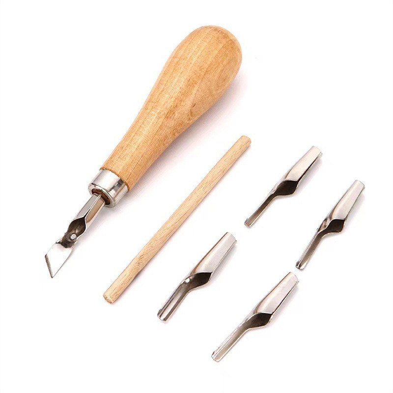Outil de sculpture pratique pour débutant, bricolage Portable ABS LInoleum Cutter fournitures d'art ergonomique école gravure multifonctionnelle: vert clair