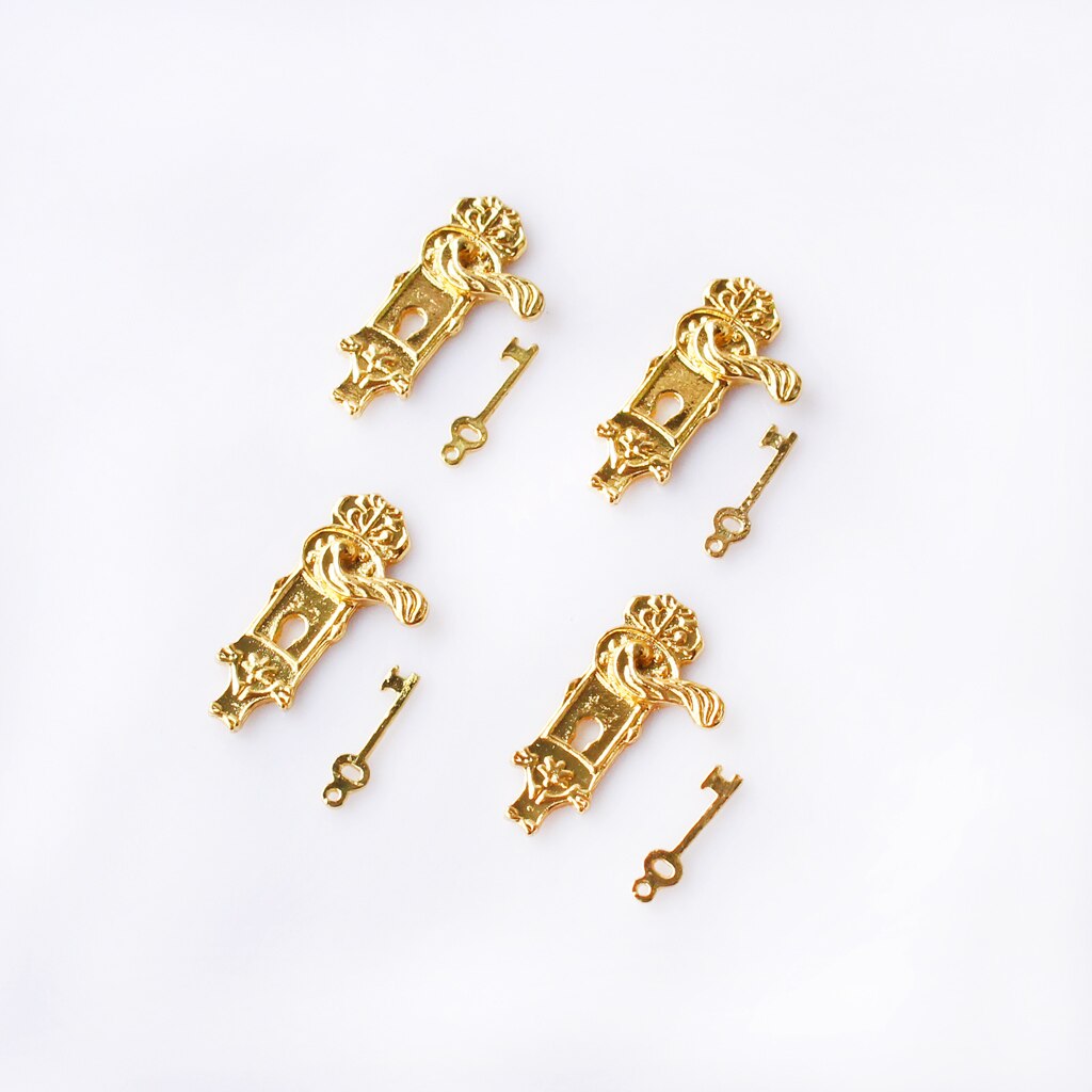 4 Sets Doll House Miniatures Door Locks w. Keys for 1:12 Dollhouse Accs