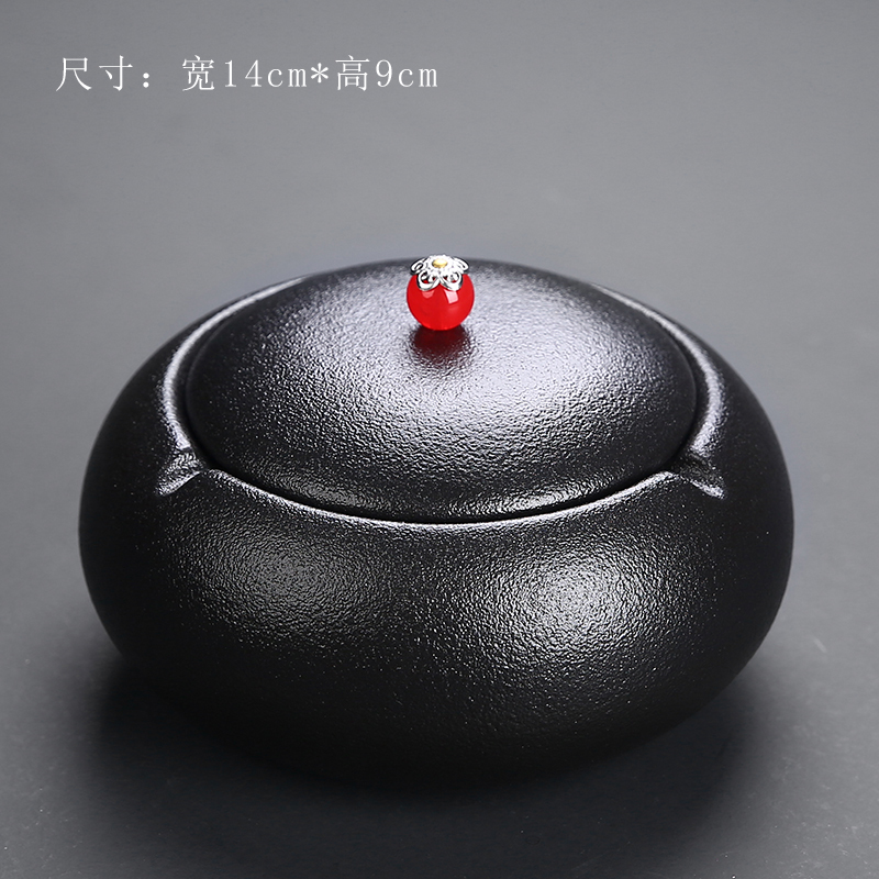 Cenicero de cerámica con tapa para el hogar, Cenicero de Estilo Vintage para sala de estar, mesa de té, suministros de decoración de oficina: Blanco