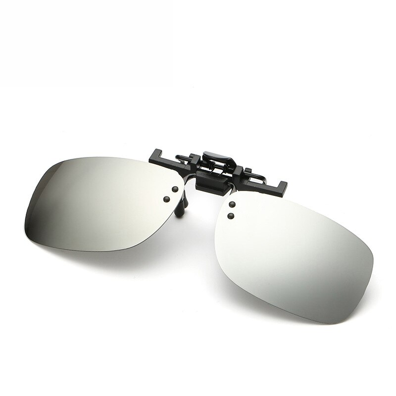 Gepolariseerde Clip Op Flip Up Zonnebril Mannen Vrouwen Shades Clip Op Voor Bijziendheid Bril Rijden Vissen Eyewear Bril UV400: Silver Mirror