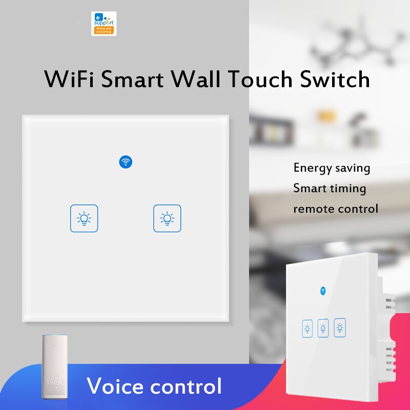 EWelink Smart Home Wifi Smart Single Fire Wire Wall Light Switch 1/2/3Gangs 86 Model Portable Alexa Google Home Voice Control