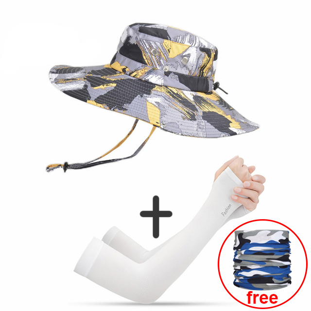 Casquette pour hommes, randonnée en plein air, pare-soleil d'été, casquette de pêche, respirante, pliable, grand bord, Panama: WHITE