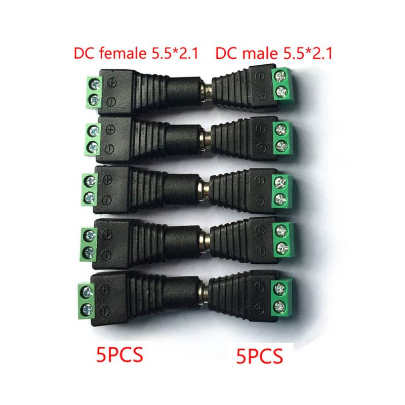 5 Male 5 Female DC Connector Plug 5.5mm X 2.1mm Barrel Power Jack Adapter Connector For TV