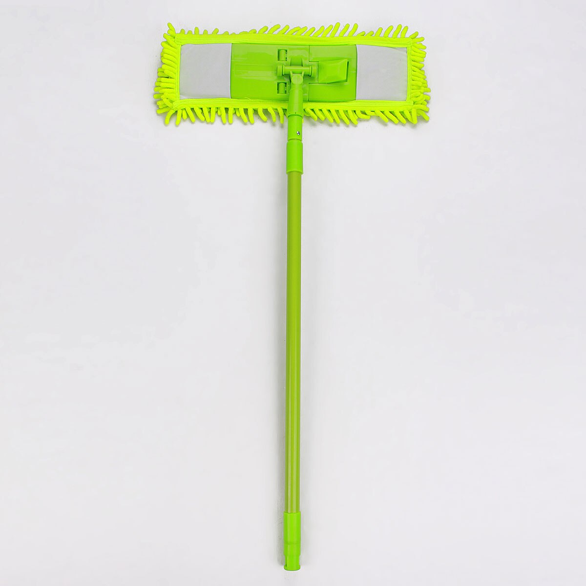 Soft Bristle Rubber Broom Sweeper Dry and Wet Cleaning Sweeper With Telescopic Handle Extendable Microfibre Floor Mop: Green