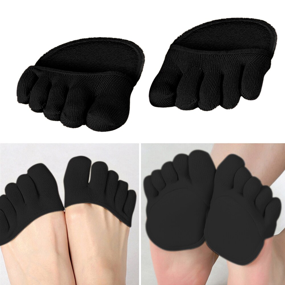 1 paar Katoen Vijf Tenen Sokken Half Inlegzolen Pads Kussen Voorvoet Ondersteuning Invisable Ondiepe Anti-slip Sokken Voet Pijn relief