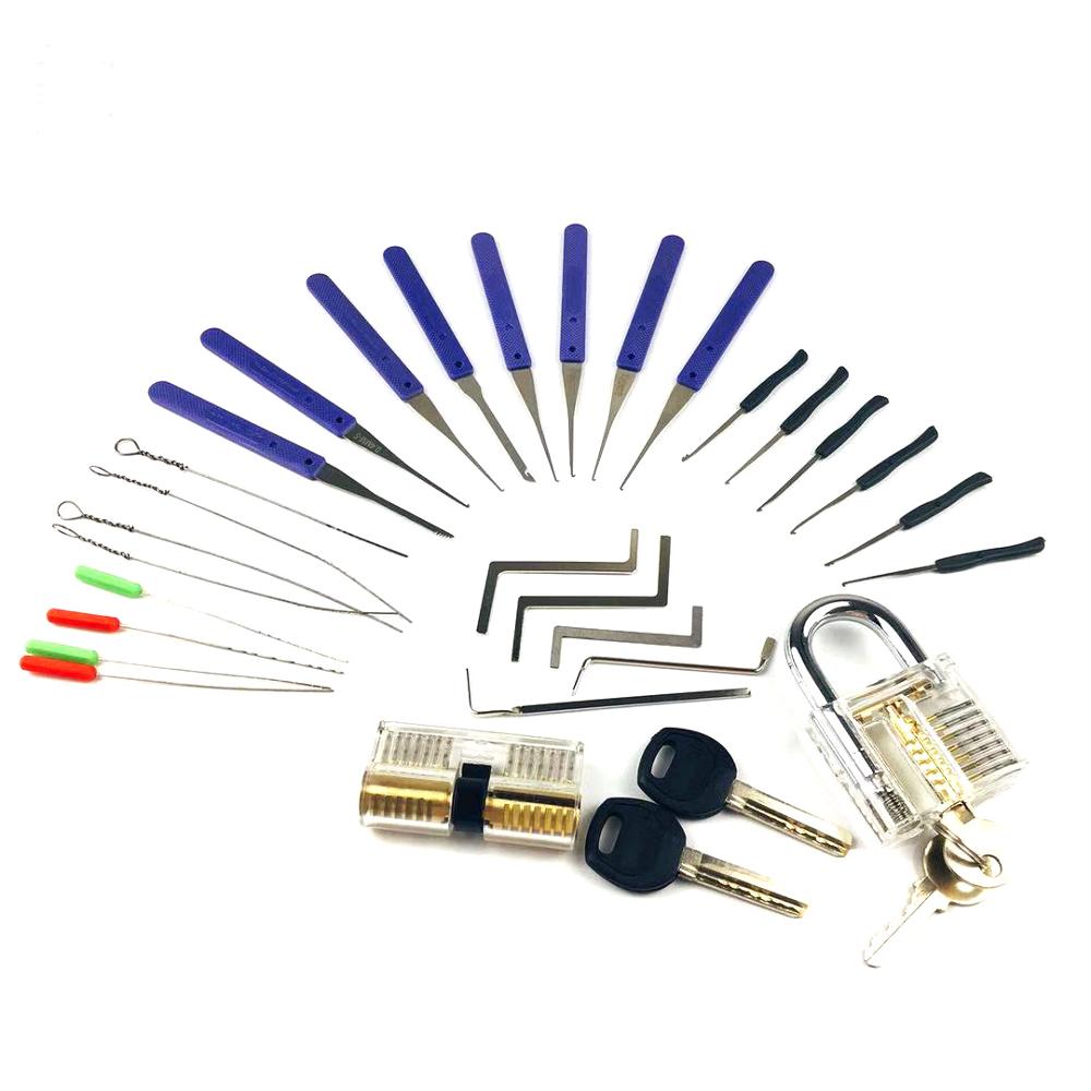6 in 1/5 in 1Lock Picking Practice Set for Beginner,Locksmith Tools Set,2pcs Locks with Tension Tools,Broken Remove Tools