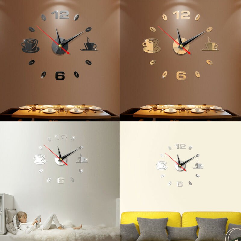 Modern Large DIY 3D Mirror Surface Art Wall Clock Sticker Number Wall Clock Mirror Sticker Home Room modern Office Decor