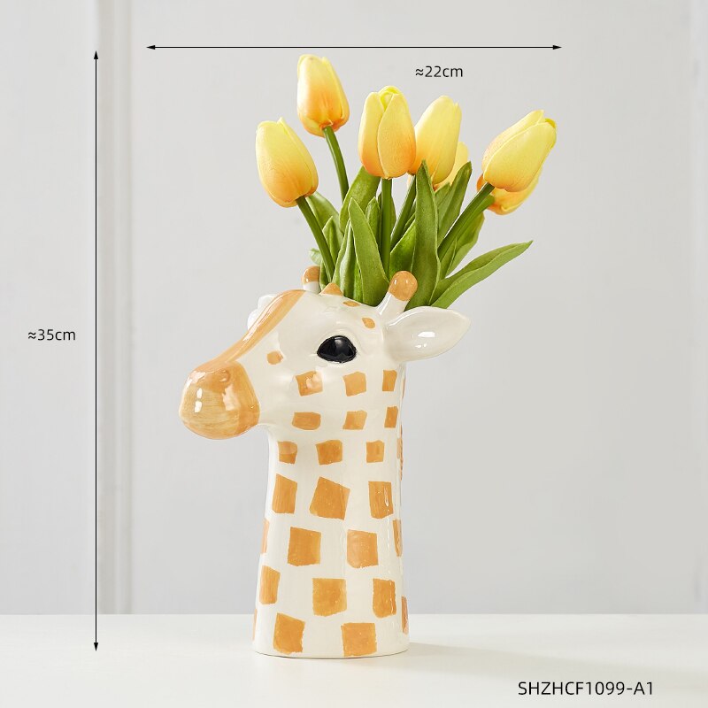 Kreatywna żyrafa ceramiczna doniczka na kwiaty zwierząt rzeźba wazon gospodarstwa domowego nowoczesne dekoracje do domu salon sypialnia dekoracja na biurko prezenty: Giraffe-20cm-A