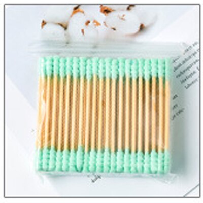 1Pack Disposable Cotton Swab for Nose Ears Face Lip Cleaning Wood Sticks Buds Cotton Swab Double-ended Swab Makeup Remover: 1pack D