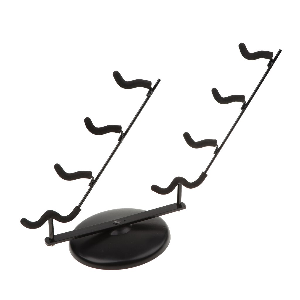 Flute Stand Holder - Round Iron Base & Bamboo Neck - Black