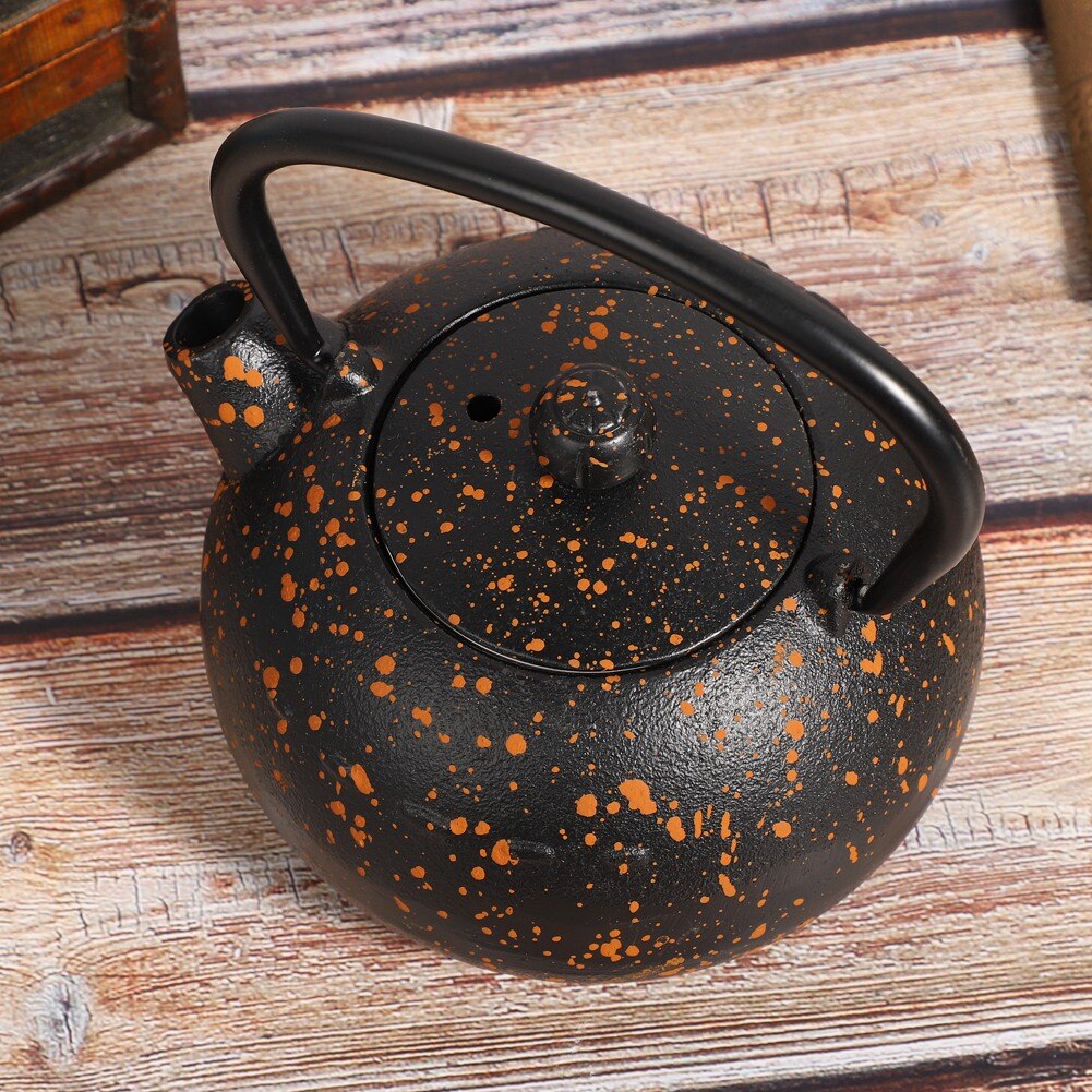 Metal Cast Iron Teapot Kettle Imitating Japanese Style Uncoated Yellow Spot Decoration 0.3L