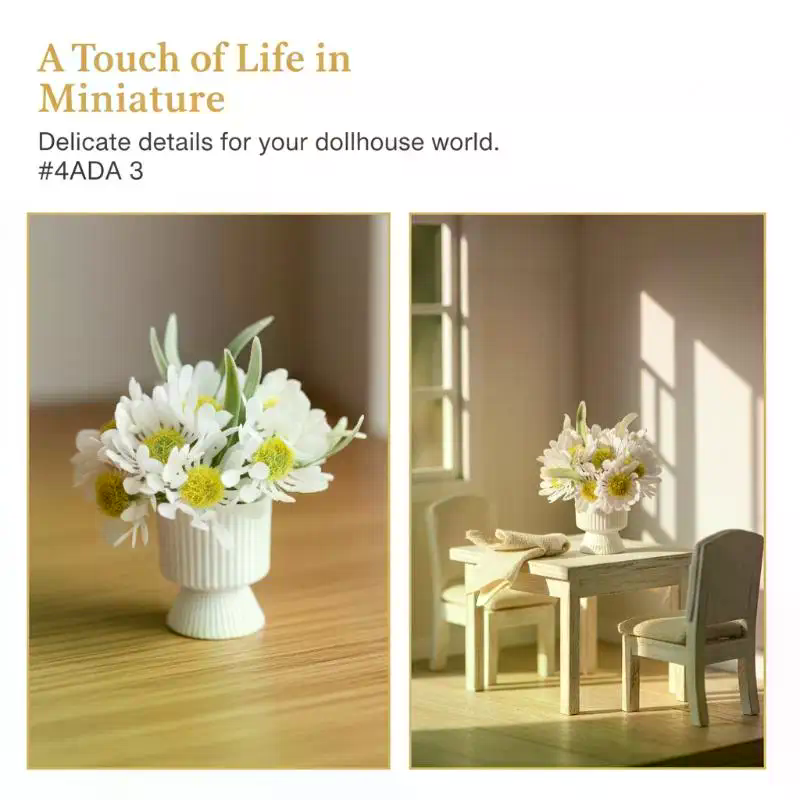 Miniature Flower Potted Plant Ornament Dollhouse Mini Bonsai Model Decoration Dolls House Micro Garden Scene Photography Props